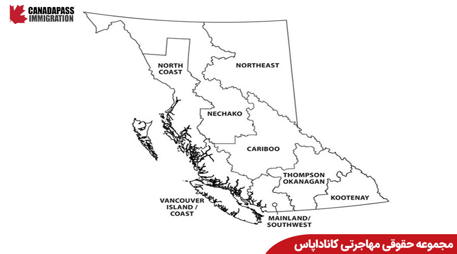 نقشه مناطق شرکت کننده در برنامه سرمایه گذاری ۱۰۰ هزار دلاری کانادا